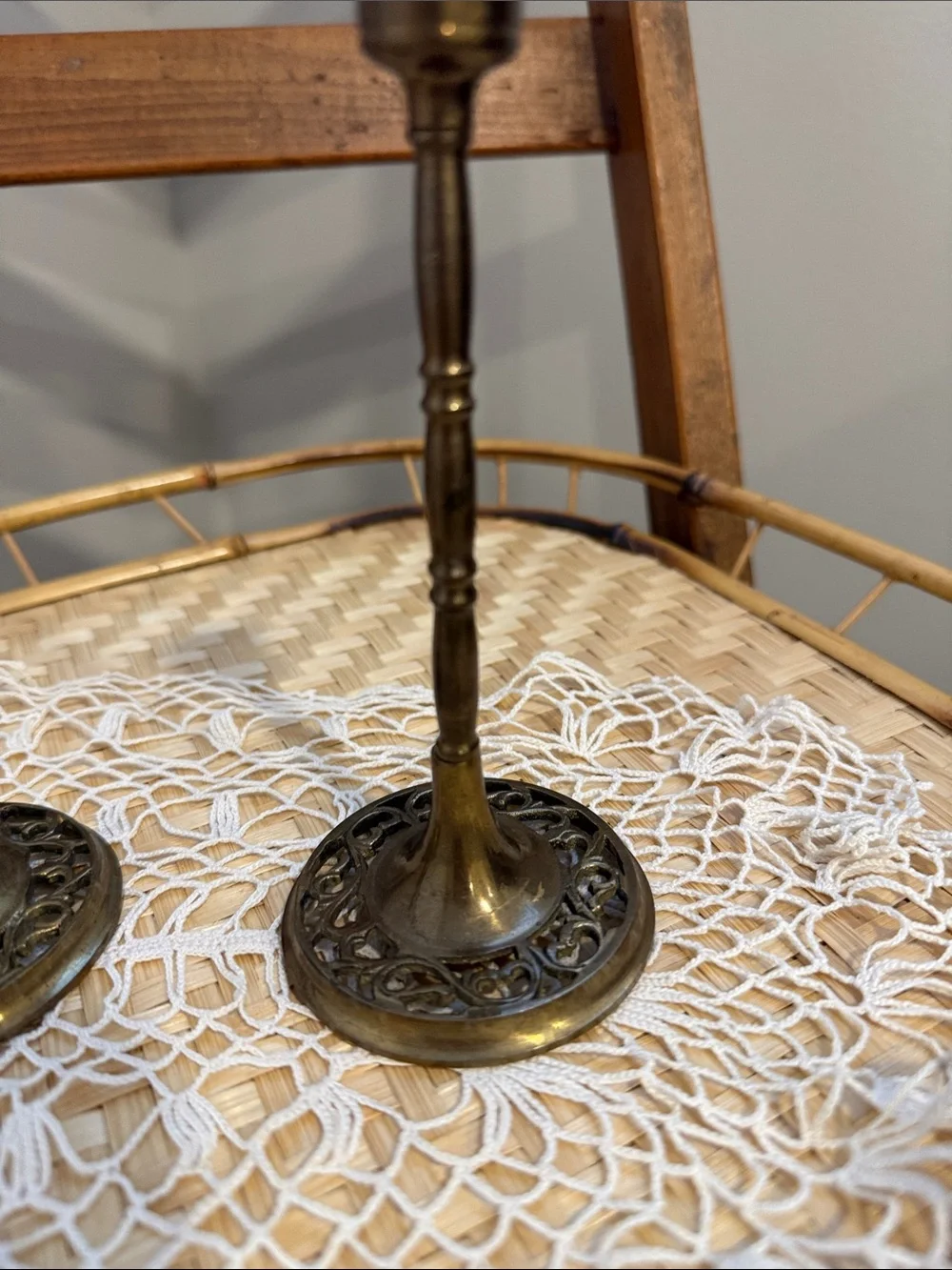 Vintage Brass Candlestick Holders Set of 3 Openwork Brass Traditional Decor